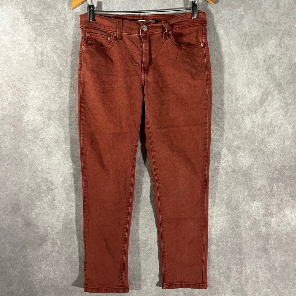 Levi's Boyfriend Jeans Womens 29 Rust Red Relaxed Fit Stretch Tapered Leg Casual